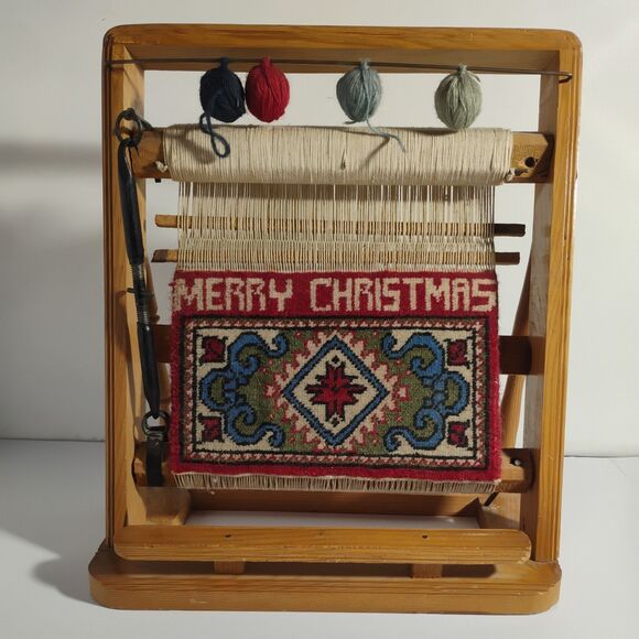 Vintage Mini Rug Weaving Loom Salesman Sample Display Model 11x14” Beautiful - Picture 2 of 13
